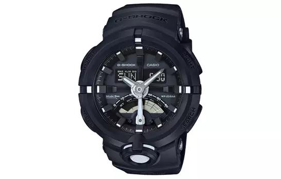 CASIO Мужские часы GA-500-1A с двойным жидкокристаллическим/аналоговым дисплеем, черные