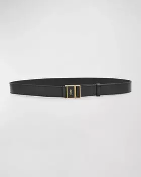 Cassandre YSL Кожаный ремень с пряжкой Saint Laurent, цвет 1000 Black