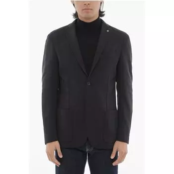CC COLLECTION Блейзер из смеси натуральной шерсти без подкладки с боковыми швами Corneliani, синий