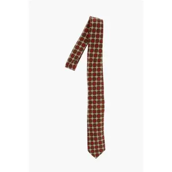 CC COLLECTION Галстук из шерсти с геометрическим узором Corneliani, красный