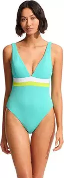 Цельный комбинезон Slice Of Splice с глубоким V-образным вырезом Seafolly, цвет Lime Burst