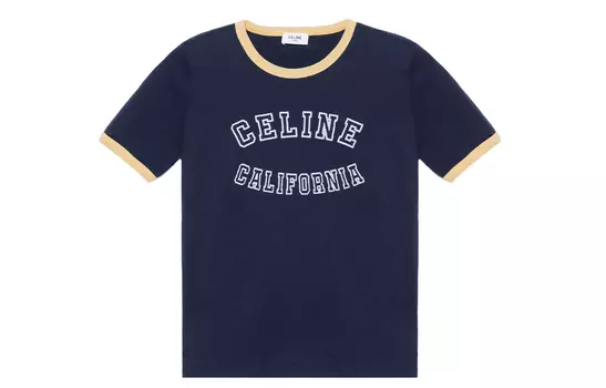 CELINE Футболка женская темно-синяя