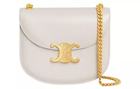 CELINE Сумка через плечо TriompheBesace из яркой телячьей кожи, женская, белая