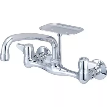 Центральный латунный кухонный кран Central Brass с двойной ручкой и мыльницей
