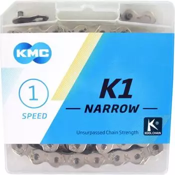 Цепь Узкая Одинарная KMC K1 , 100 звеньев, серебряный