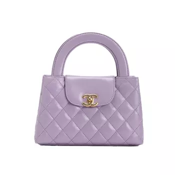 CHANEL Сумка через плечо из блестящей телячьей кожи, мини-сумка женская, светло-фиолетового цвета