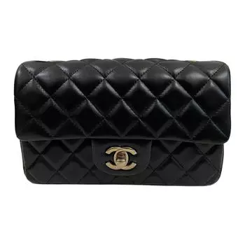 CHANEL Сумка через плечо из овчины, мини, женская, черная