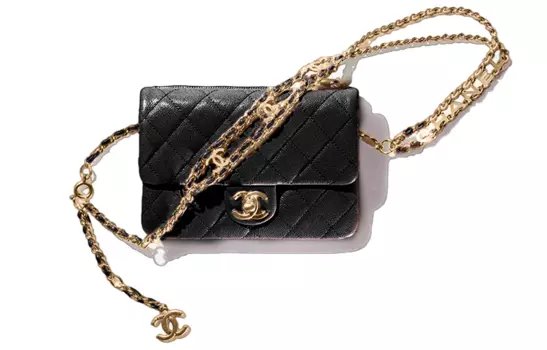 CHANEL Сумка через плечо из телячьей кожи 22SS, женская, черная
