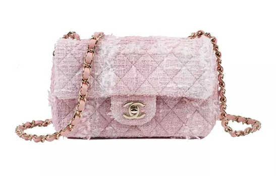CHANEL Сумка через плечо из твида, мини-сумка женская, розовая