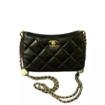 CHANEL Сумка-хобо из овчины, сумка через плечо, обычная женская, черная