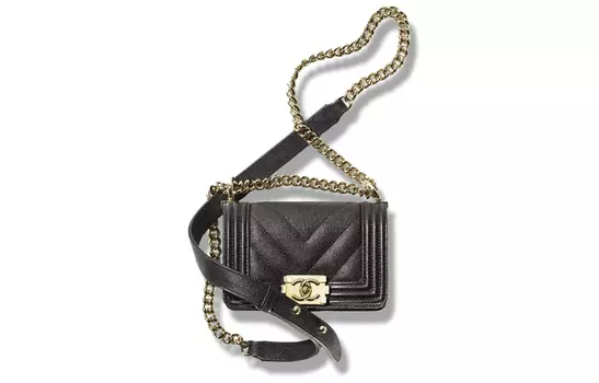 CHANEL Сумка-клапан Leboy V Grain из телячьей кожи с тиснением, ручная, через плечо, мини, женская, черная