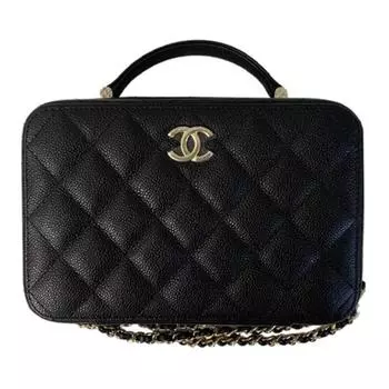 CHANEL Сумка-коробка Caviar из телячьей кожи, сумка на одно плечо, сумка через плечо, косметичка, женская, черная