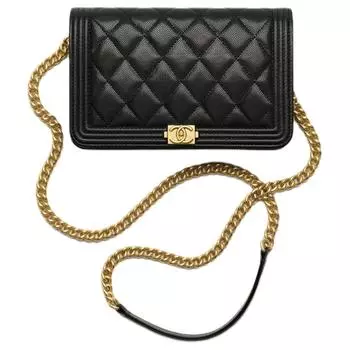 CHANEL Сумка-кошелек Leboy Grain Caviar из коровьей кожи, сумка через плечо, женская, черная