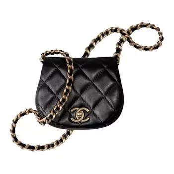 CHANEL Сумка-купол, сумка-седло, сумка через плечо, кошелек для монет, женская, черная