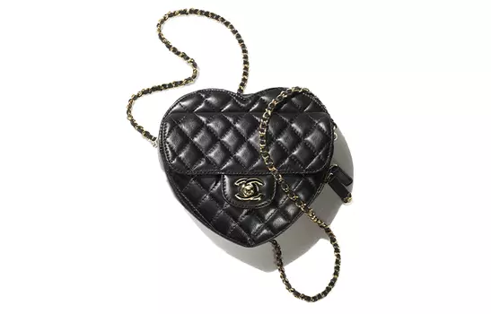 CHANEL Сумка-сердце из овчины, сумка-сердце через плечо, женская, черная, мини