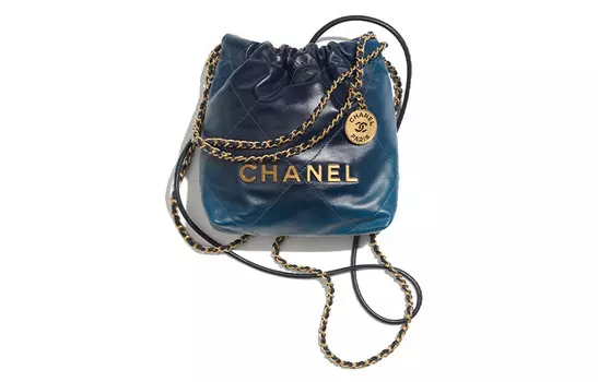 CHANEL Сумка-ведро из яркой телячьей кожи, сумка на плечо, мини-сумка для женщин, градиентный синий, 22Bag