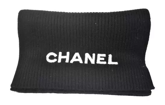 CHANEL Вязаный шарф унисекс черный