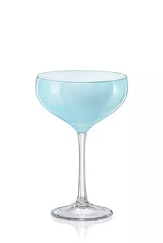 Чаша для шампанского Бокалы для шампанского Coupe Praline Mint, светло-голубые хрустальные бокалы 180 мл, набор из 4 шт Crystalex