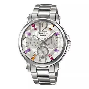 Часы CASIO SHEEN Stylish Waterproof Quartz Movement Stainless Steel Strap Watch 44*38.4*11mm Silver, цвет silver