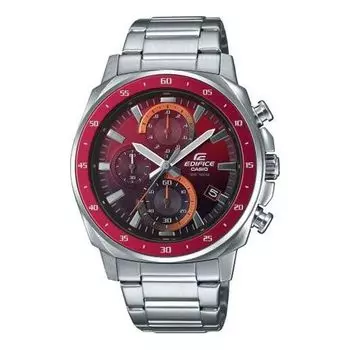 Часы CASIO Stainless Steel Strap EDIFICE Red Watch Dial Mens Red Analog, красный