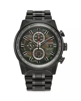 Часы Citizen Eco-Drive Camo Nighthawk с хронографом из нержавеющей стали, 43 мм, зеленый