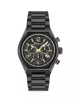 Часы Ferragamo Tonneu Chrono из нержавеющей стали черного цвета FERRAGAMO, черный