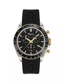 Часы Ferragamo Urban Chrono Goldtone из нержавеющей стали и силикона FERRAGAMO