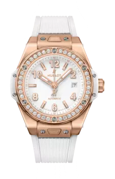 Часы Hublot Big bang one click king gold с белыми бриллиантами 33 мм