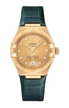 Часы Omega Constellation co-axial master chronometer из желтого золота 29 мм