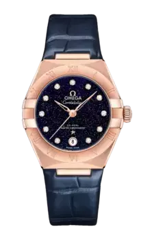 Часы Omega Constellation co-axial master chronometer с золотом и бриллиантами 29 мм