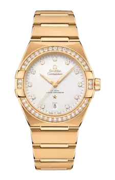 Часы Omega Constellation coaxial master chronometer из желтого золота 39 мм
