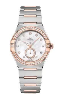 Часы Omega Constellation coaxial master chronometer с золотом и бриллиантами 34 мм