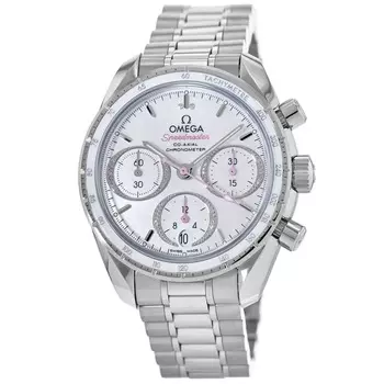 Часы Omega Speedmaster Co-Axial Chronograph 38 мм с перламутровым циферблатом и бриллиантами из нержавеющей стали унисекс 324.30.38.50.55.001, цвет mother of pearl