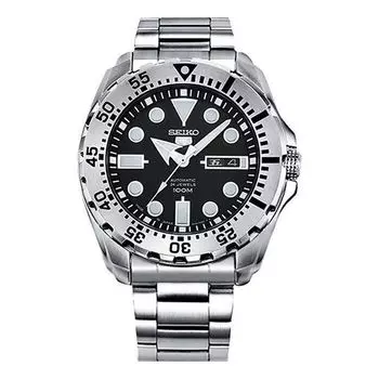 Часы SEIKO Automatic Mechanical Water Ghost Waterproof Sports For Men Black Plate Steel Belt Black, черный