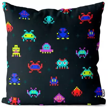 Чехол на подушку для игр в стиле ретро VOID Pixel Invaders, полиэстер, водонепроницаемая подушка для улицы и дома. Размер: 60 x 60 см.