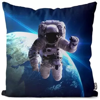 Чехол на подушку VOID Astronaut Earth, полиэстер, водонепроницаемая подушка для улицы и дома. Размер: 40 x 40 см.
