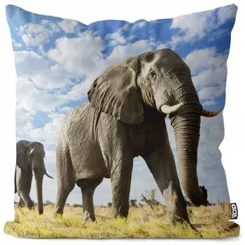 Чехол на подушку VOID Elephant Africa, полиэстер, водонепроницаемая подушка для улицы и дома. Размер: 60 x 60 см.