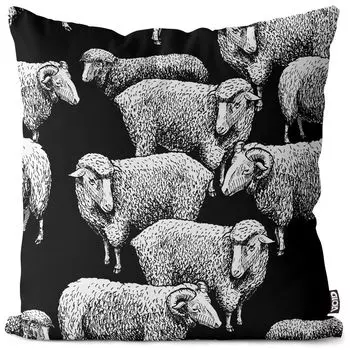 Чехол на подушку VOID Sheep Herd Animal Herd Полиэстер Водонепроницаемая подушка для улицы и дома Размер: 60 x 60 см