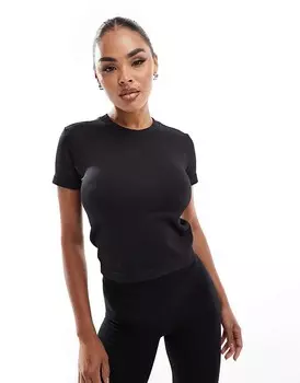 Черная бесшовная футболка в рубчик ASOS 4505 Icon