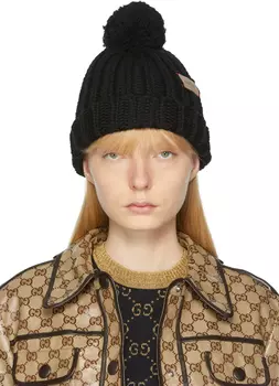 Черная большая шапка Gucci