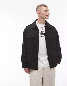 Черная двусторонняя куртка-рубашка Topman
