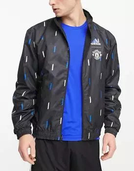 Черная двусторонняя куртка с гимном adidas Football Manchester United