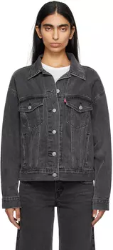 Черная джинсовая куртка дальнобойщика 90-х годов Levi's