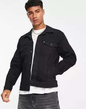 Черная джинсовая куртка дальнобойщика Levi's