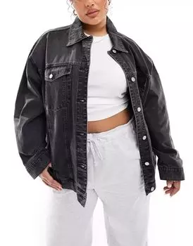 Черная джинсовая куртка оверсайз в стиле 90-х ASOS DESIGN Curve