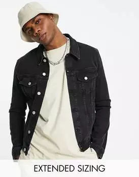 Черная джинсовая куртка скинни ASOS DESIGN