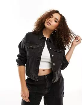 Черная джинсовая куртка в стиле вестерн ASOS DESIGN Curve