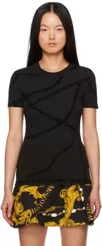 Черная футболка с флокированием Versace Jeans Couture