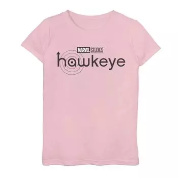 Черная футболка с графическим рисунком и логотипом Marvel Hawkeye для девочек 7–16 лет Marvel, розовый