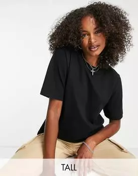 Черная футболка с круглым вырезом и короткими рукавами премиум-класса Topshop Tall